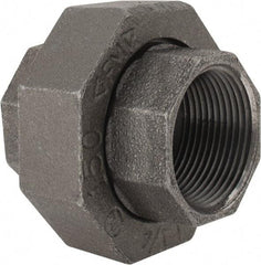 Made in USA - Size 1-1/4", Class 150, Malleable Iron Black Pipe Union - 150 psi, Threaded End Connection - Exact Tool & Supply