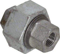 Made in USA - Class 150, 1/8" Galvanized Pipe Union - Threaded, Malleable Iron - Exact Tool & Supply