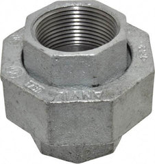 Made in USA - Class 150, 1-1/4" Galvanized Pipe Union - Threaded, Malleable Iron - Exact Tool & Supply