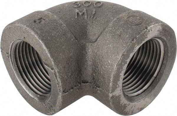 Made in USA - Size 1", Class 300, Malleable Iron Black Pipe 90° Elbow - 300 psi, Threaded End Connection - Exact Tool & Supply