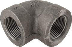Made in USA - Size 1", Class 300, Malleable Iron Black Pipe 90° Elbow - 300 psi, Threaded End Connection - Exact Tool & Supply