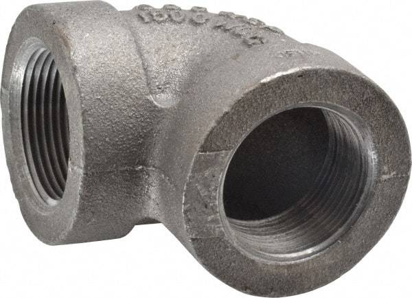 Made in USA - Size 1-1/4", Class 300, Malleable Iron Black Pipe 90° Elbow - 300 psi, Threaded End Connection - Exact Tool & Supply