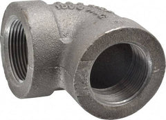 Made in USA - Size 1-1/4", Class 300, Malleable Iron Black Pipe 90° Elbow - 300 psi, Threaded End Connection - Exact Tool & Supply