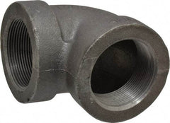 Made in USA - Size 2", Class 300, Malleable Iron Black Pipe 90° Elbow - 300 psi, Threaded End Connection - Exact Tool & Supply