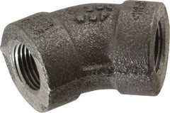 Made in USA - Size 3/8", Class 300, Malleable Iron Black Pipe 45° Elbow - 300 psi, Threaded End Connection - Exact Tool & Supply