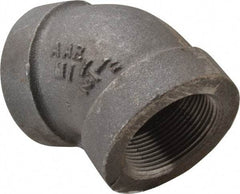 Made in USA - Size 1-1/2", Class 300, Malleable Iron Black Pipe 45° Elbow - 300 psi, Threaded End Connection - Exact Tool & Supply