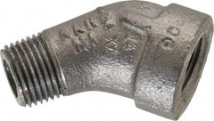 Made in USA - Size 1/2", Class 300, Malleable Iron Black Pipe 45° Street Elbow - 300 psi, Threaded End Connection - Exact Tool & Supply