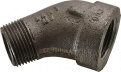 Made in USA - Size 1", Class 300, Malleable Iron Black Pipe 45° Street Elbow - 300 psi, Threaded End Connection - Exact Tool & Supply