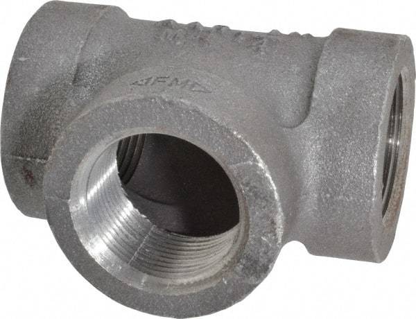 Made in USA - Size 1-1/4", Class 300, Malleable Iron Black Pipe Tee - 300 psi, Threaded End Connection - Exact Tool & Supply