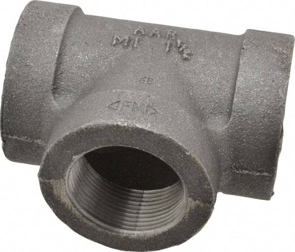 Made in USA - Size 1-1/2", Class 300, Malleable Iron Black Pipe Tee - 300 psi, Threaded End Connection - Exact Tool & Supply