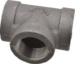 Made in USA - Size 1-1/2", Class 300, Malleable Iron Black Pipe Tee - 300 psi, Threaded End Connection - Exact Tool & Supply