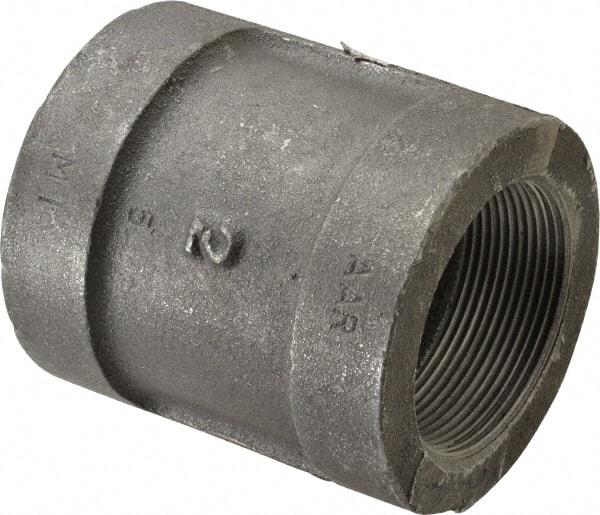 Made in USA - Size 2", Class 300, Malleable Iron Black Pipe Coupling - 300 psi, Threaded End Connection - Exact Tool & Supply
