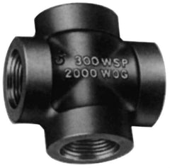 Made in USA - Size 3/4", Class 300, Malleable Iron Black Pipe Cross - 300 psi, Threaded End Connection - Exact Tool & Supply