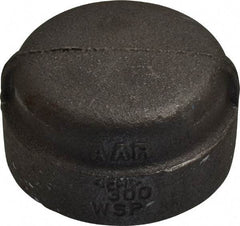 Made in USA - Size 1-1/2", Class 300, Malleable Iron Black Pipe End Cap - 300 psi, Threaded End Connection - Exact Tool & Supply