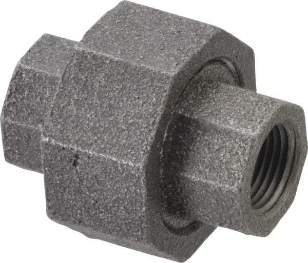 Made in USA - Size 3/8", Class 300, Malleable Iron Black Pipe Union - 300 psi, Threaded End Connection - Exact Tool & Supply