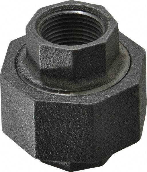Made in USA - Size 3/4", Class 300, Malleable Iron Black Pipe Union - 300 psi, Threaded End Connection - Exact Tool & Supply