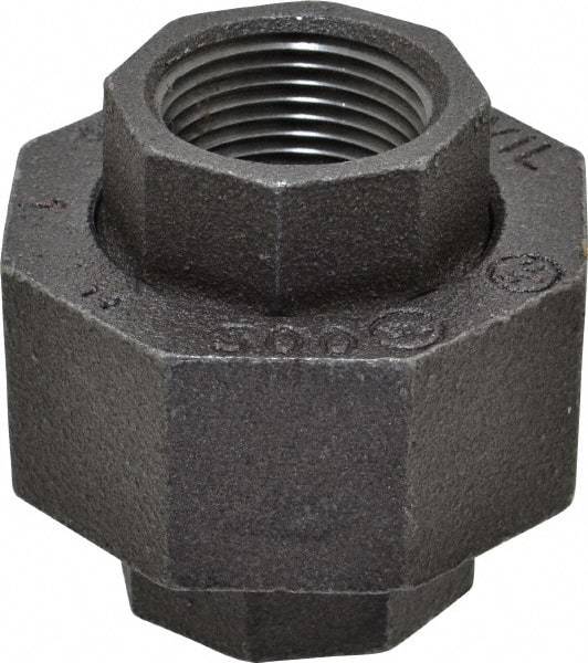 Made in USA - Size 1", Class 300, Malleable Iron Black Pipe Union - 300 psi, Threaded End Connection - Exact Tool & Supply