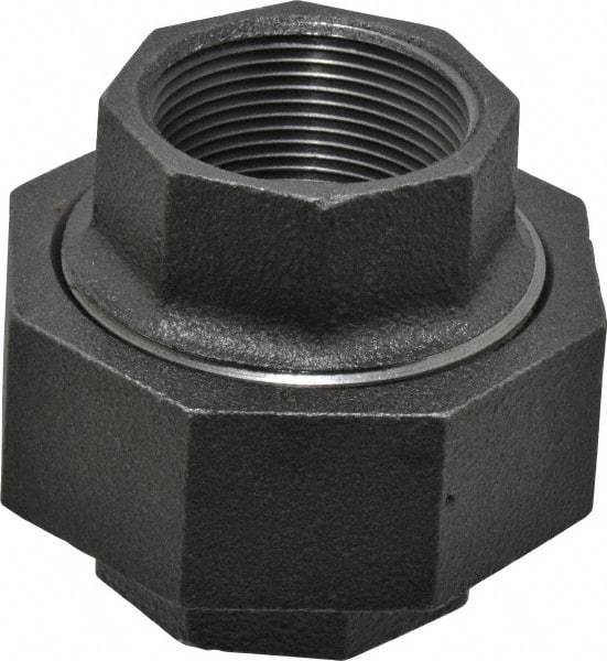 Made in USA - Size 1-1/2", Class 300, Malleable Iron Black Pipe Union - 300 psi, Threaded End Connection - Exact Tool & Supply