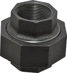 Made in USA - Size 1-1/2", Class 300, Malleable Iron Black Pipe Union - 300 psi, Threaded End Connection - Exact Tool & Supply