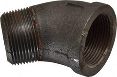 Made in USA - Size 1-1/4", Class 150, Malleable Iron Black Pipe 45° Street Elbow - 150 psi, Threaded End Connection - Exact Tool & Supply