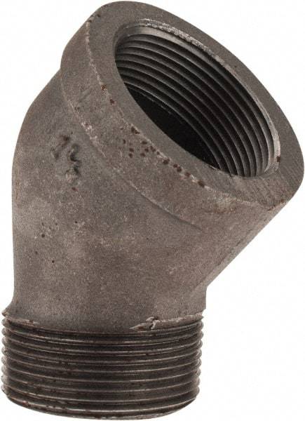 Made in USA - Size 1-1/2", Class 150, Malleable Iron Black Pipe 45° Street Elbow - 150 psi, Threaded End Connection - Exact Tool & Supply