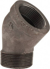 Made in USA - Size 1-1/2", Class 150, Malleable Iron Black Pipe 45° Street Elbow - 150 psi, Threaded End Connection - Exact Tool & Supply
