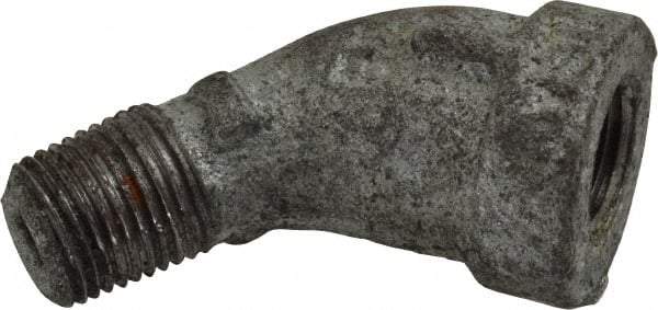 Made in USA - Class 150, 1/8" Galvanized Pipe 45° Street Elbow - Threaded, Malleable Iron - Exact Tool & Supply