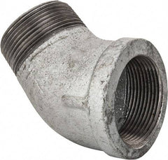 Made in USA - Class 150, 1-1/2" Galvanized Pipe 45° Street Elbow - Threaded, Malleable Iron - Exact Tool & Supply