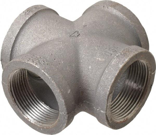 Made in USA - Size 1-1/2", Class 150, Malleable Iron Black Pipe Cross - 150 psi, Threaded End Connection - Exact Tool & Supply