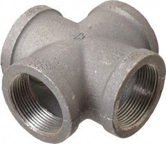 Made in USA - Size 1-1/2", Class 150, Malleable Iron Black Pipe Cross - 150 psi, Threaded End Connection - Exact Tool & Supply