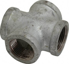 Made in USA - Class 150, 1" Galvanized Pipe Cross - Threaded, Malleable Iron - Exact Tool & Supply