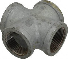 Made in USA - Class 150, 1-1/4" Galvanized Pipe Cross - Threaded, Malleable Iron - Exact Tool & Supply
