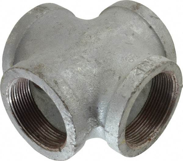 Made in USA - Class 150, 2" Galvanized Pipe Cross - Threaded, Malleable Iron - Exact Tool & Supply
