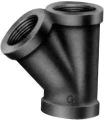 Made in USA - Class 150, 4" Galvanized Pipe 45° Lateral Y-Branch - Threaded, Malleable Iron - Exact Tool & Supply