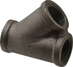 Made in USA - Size 1", Class 150, Malleable Iron Black Pipe 45° Lateral Y-Branch - 150 psi, Threaded End Connection - Exact Tool & Supply