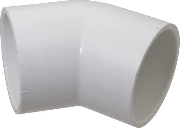 Value Collection - 2-1/2" PVC Plastic Pipe 45° Elbow - Schedule 40, Slip x Slip End Connections - Exact Tool & Supply