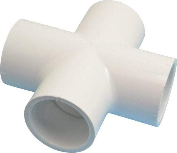 Value Collection - 1-1/4" PVC Plastic Pipe Cross - Schedule 40, All Slip End Connections - Exact Tool & Supply