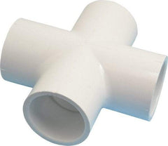 Value Collection - 1-1/4" PVC Plastic Pipe Cross - Schedule 40, All Slip End Connections - Exact Tool & Supply