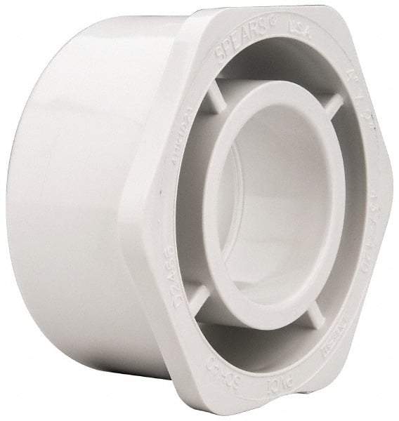 Value Collection - 4 x 2" PVC Plastic Pipe Bushing - Schedule 40, Spig x Slip End Connections - Exact Tool & Supply