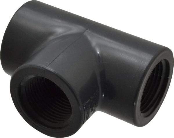 Value Collection - 1" PVC Plastic Pipe Tee - Schedule 80, FIPT x FIPT x FIPT End Connections - Exact Tool & Supply