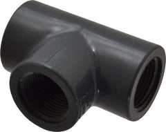 Value Collection - 1" PVC Plastic Pipe Tee - Schedule 80, FIPT x FIPT x FIPT End Connections - Exact Tool & Supply