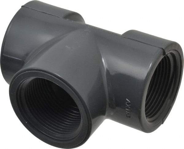 Value Collection - 1-1/4" PVC Plastic Pipe Tee - Schedule 80, FIPT x FIPT x FIPT End Connections - Exact Tool & Supply