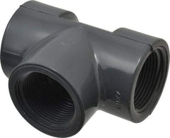 Value Collection - 1-1/4" PVC Plastic Pipe Tee - Schedule 80, FIPT x FIPT x FIPT End Connections - Exact Tool & Supply