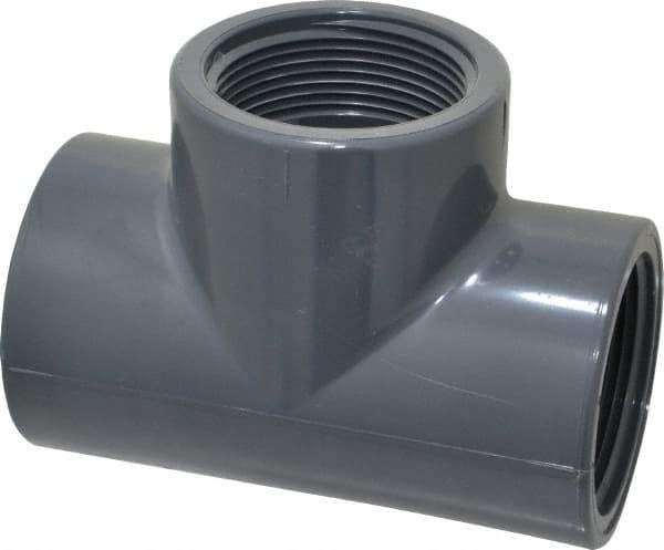 Value Collection - 1-1/2" PVC Plastic Pipe Tee - Schedule 80, FIPT x FIPT x FIPT End Connections - Exact Tool & Supply