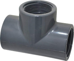 Value Collection - 1-1/2" PVC Plastic Pipe Tee - Schedule 80, FIPT x FIPT x FIPT End Connections - Exact Tool & Supply