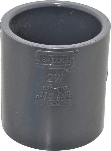Value Collection - 2-1/2" PVC Plastic Pipe Coupling - Schedule 80, Slip x Slip End Connections - Exact Tool & Supply