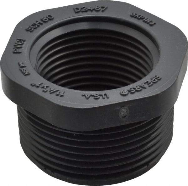 Value Collection - 1-1/4 x 1" PVC Plastic Pipe Bushing - Schedule 80, MIPT x FIPT End Connections - Exact Tool & Supply