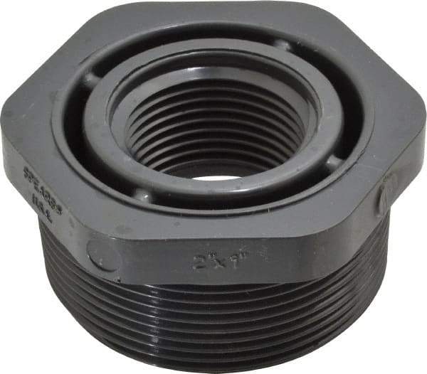 Value Collection - 2 x 1" PVC Plastic Pipe Bushing - Schedule 80, MIPT x FIPT End Connections - Exact Tool & Supply