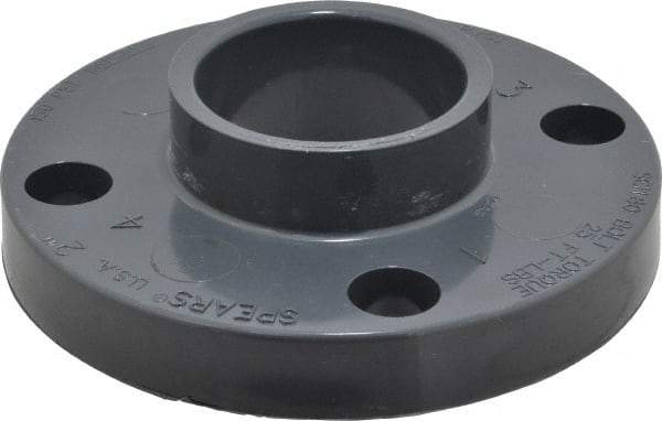 Value Collection - 2" PVC Plastic Pipe Flange (One Piece) - Schedule 80, Slip End Connections - Exact Tool & Supply
