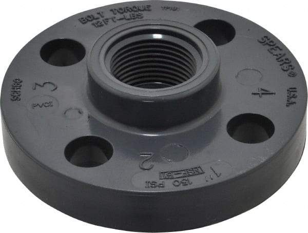 Value Collection - 1" PVC Plastic Pipe Flange (One Piece) - Schedule 80, FIPT End Connections - Exact Tool & Supply